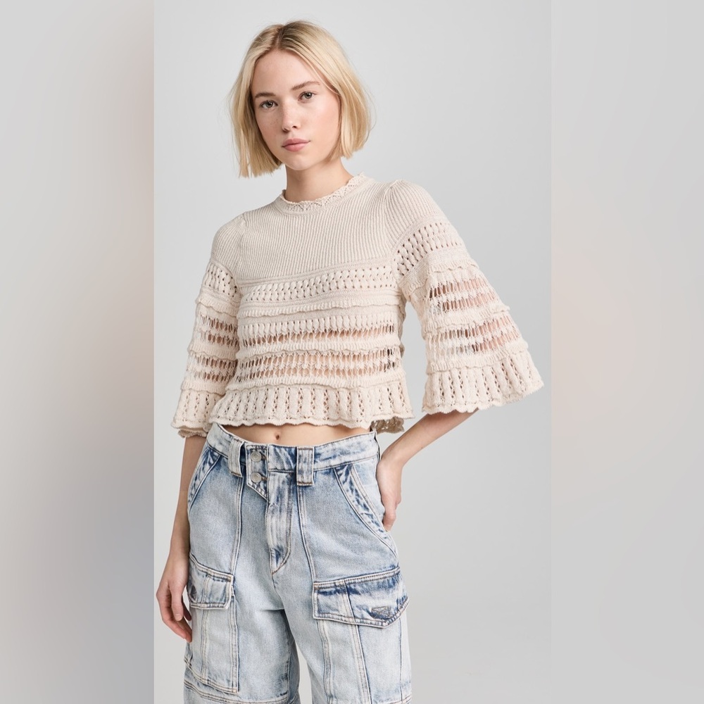 NWT $490 Isabel Marant Étoile Frizy Open Stitch Peplum Sweater